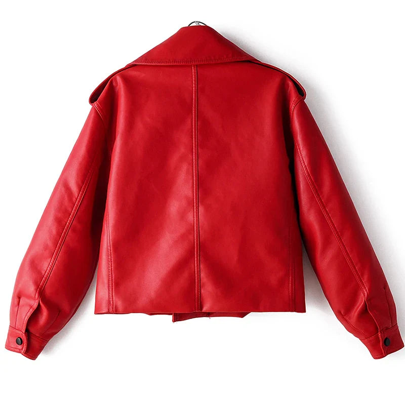 Moto Jackets- Must-Have Cropped Biker Leather Jacket for Women- - IndioGear.com