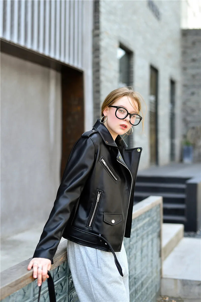 Moto Jackets- Women Faux Leather Biker Jacket- - IndioGear.com