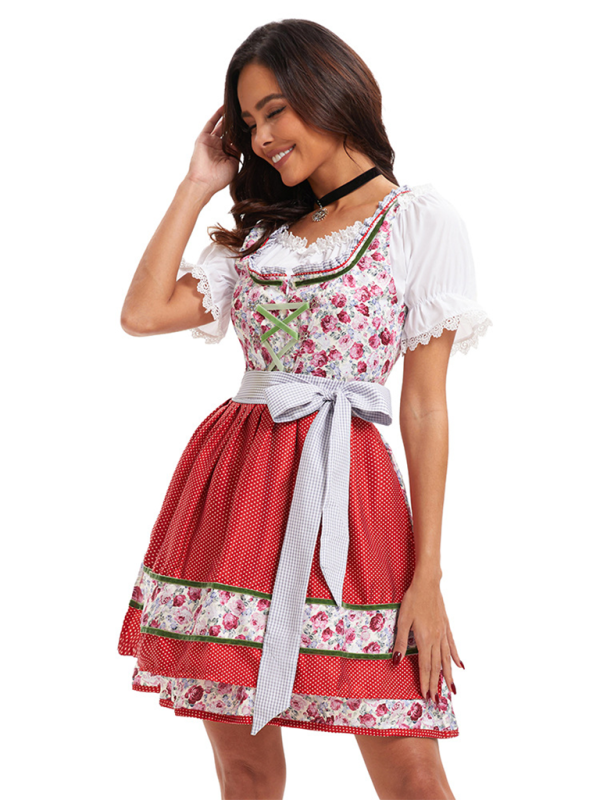 Oktoberfest Dress- Oktoberfest Floral German Beer Maid Traditional Dress- - IndioGear.com