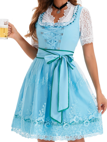 Oktoberfest Dresses- Authentic Dirndl Dress Bavarian Elegant Outfit for Oktoberfest- Green- IndioGear.com