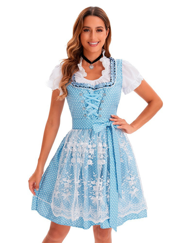 Oktoberfest Dresses- Bavarian Elegant Light Blue Oktoberfest Dress for Women- Blue- IndioGear.com