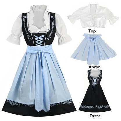 Oktoberfest Dresses- Traditional Bavarian Costume Dress for Oktoberfest- Blue- IndioGear.com