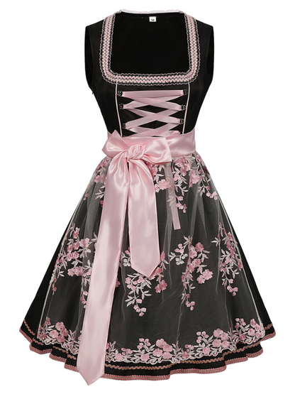 Oktoberfest Dresses- Women’s Black and Pink Oktoberfest Dress Beer Maid Outfit- Black- IndioGear.com