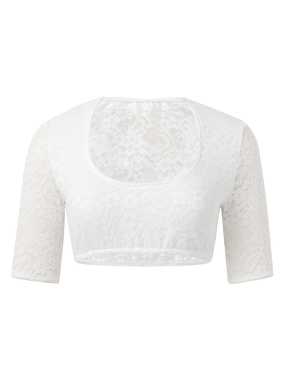 Oktoberfest Tops- Romantic Festive Lace Crop Blouse- - IndioGear.com