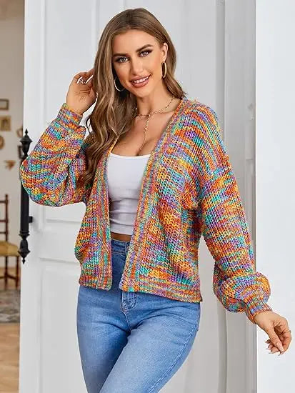 Open Front Cardigans- Chic Chunky Knit Throw-On- Multicolor- IndioGear.com