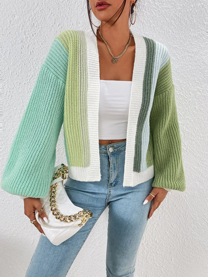 Open Front Cardigans- Chic Chunky Knit Throw-On- Green- IndioGear.com