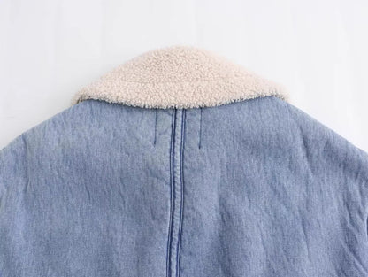 Outerwear- Women's Winter Fleece-Lined Denim Jacket- - IndioGear.com