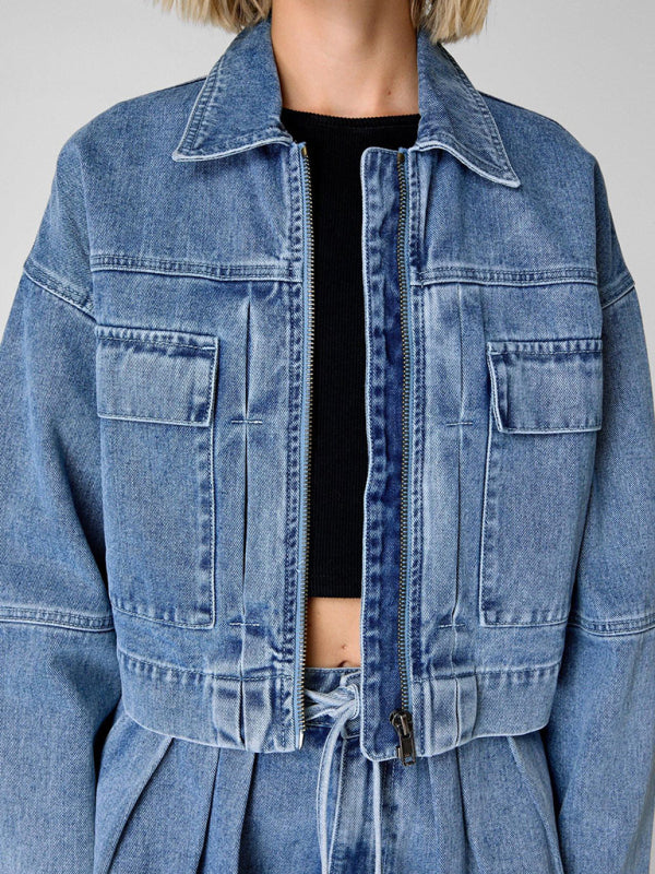 Outfit Set- Trendy Denim Jacket & Shorts – Urban Streetwear- - IndioGear Women Clothing