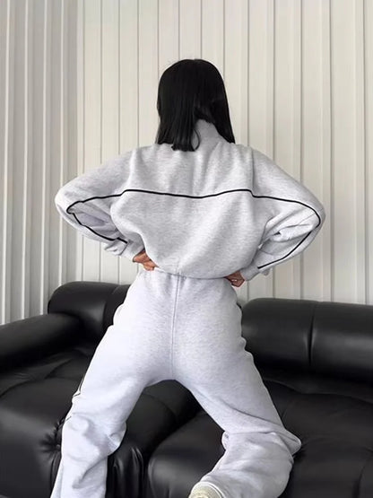 Outfit Sets- Athleisure Sweat 2-Piece Set Sweatshirt & Lounge Pants- - IndioGear.com