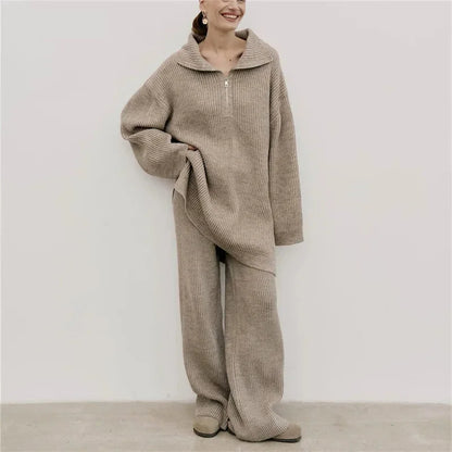 Outfit Sets- Casual Oversize Rib Knit Matching Set Outfit – Inspiring Confidence- - IndioGear.com