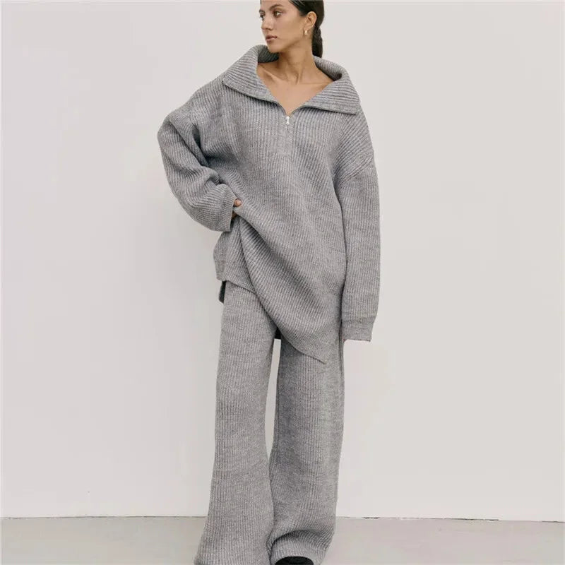 Outfit Sets- Casual Oversize Rib Knit Matching Set Outfit – Inspiring Confidence- - IndioGear.com