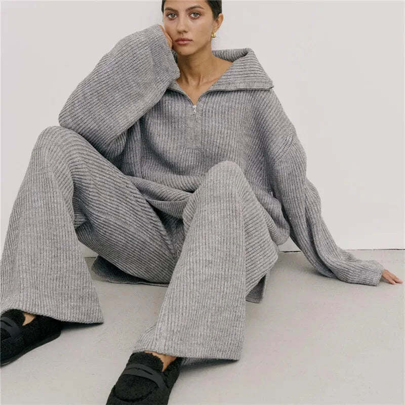 Outfit Sets- Casual Oversize Rib Knit Matching Set Outfit – Inspiring Confidence- - IndioGear.com