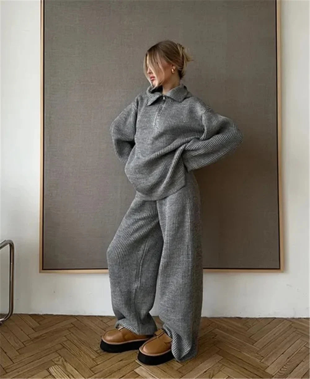 Outfit Sets- Casual Oversize Rib Knit Matching Set Outfit – Inspiring Confidence- - IndioGear.com