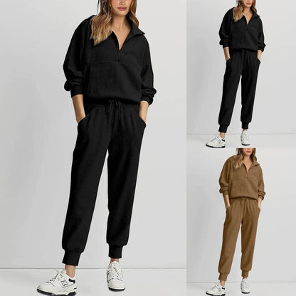 Outfit Sets- Ribbed Jogger Set 2 Piece Sweatshirts & Sweatpants- - IndioGear.com