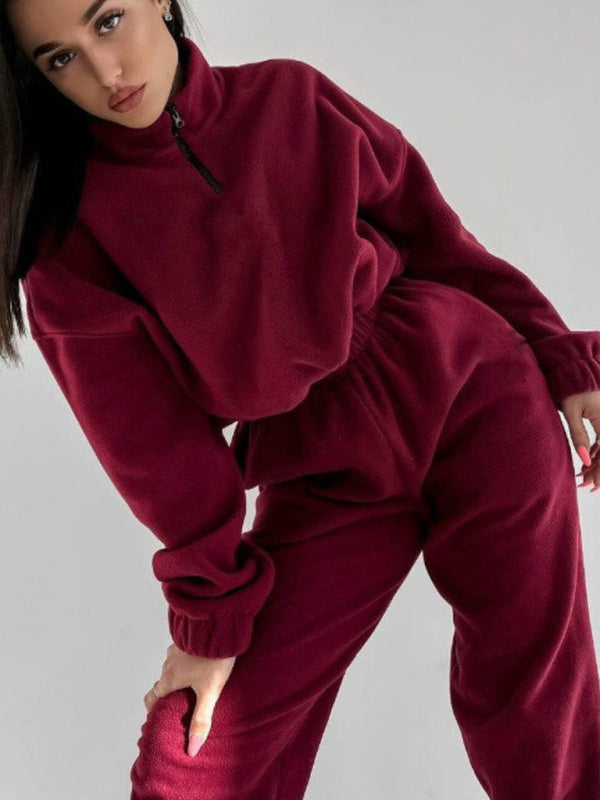 Outfit Sets- Sweats Lounge Pants and Sweatshirt Sporty Outfit- - IndioGear Women Clothing