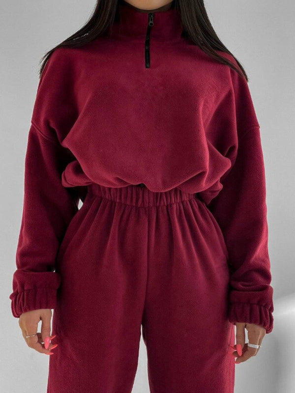 Outfit Sets- Sweats Lounge Pants and Sweatshirt Sporty Outfit- - IndioGear Women Clothing