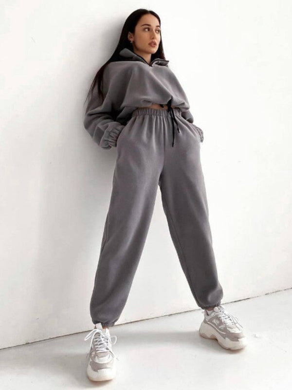 Outfit Sets- Sweats Lounge Pants and Sweatshirt Sporty Outfit- - IndioGear Women Clothing