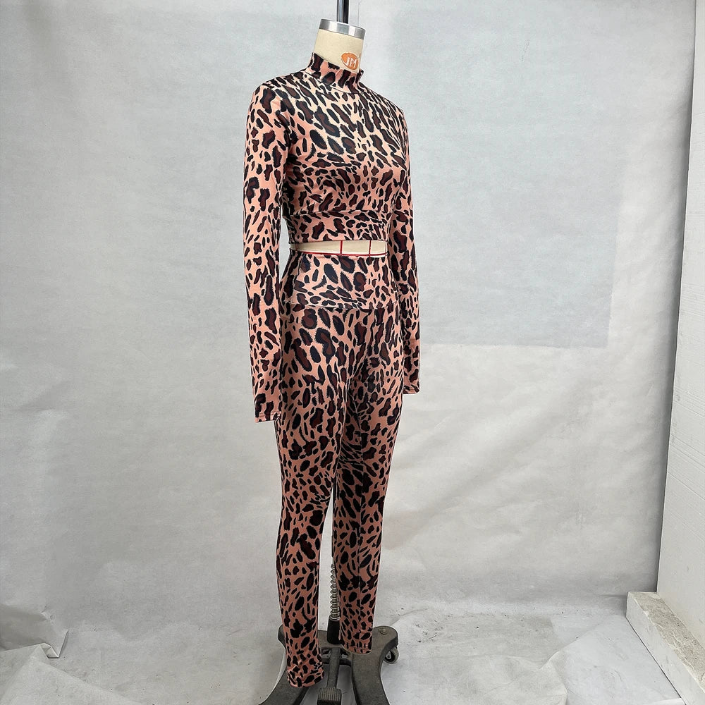 Outfit Sets- Animal Pattern Top and Leggings- - IndioGear