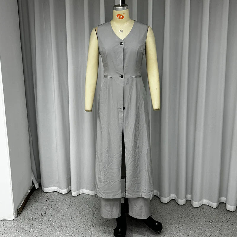 Outfit Sets- Women Tailored Business Outfit for Women Pants and Vest Dress- - IndioGear.com