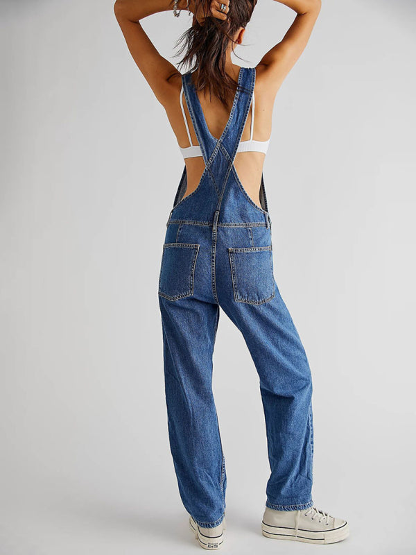 Overalls- Loose Bib Jeans Utility Overalls - Women's Denim Playsuit- - IndioGear Fashion and Gear