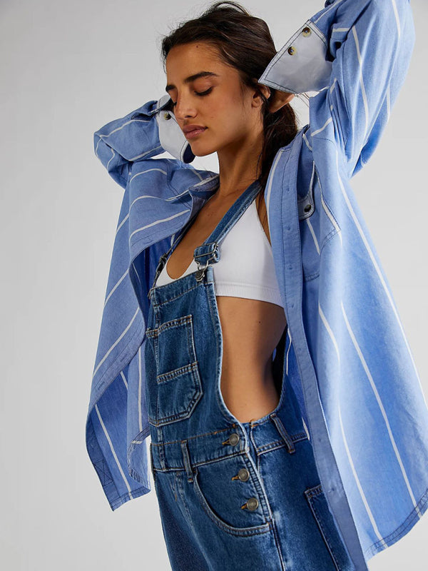 Overalls- Loose Bib Jeans Utility Overalls - Women's Denim Playsuit- - IndioGear Fashion and Gear