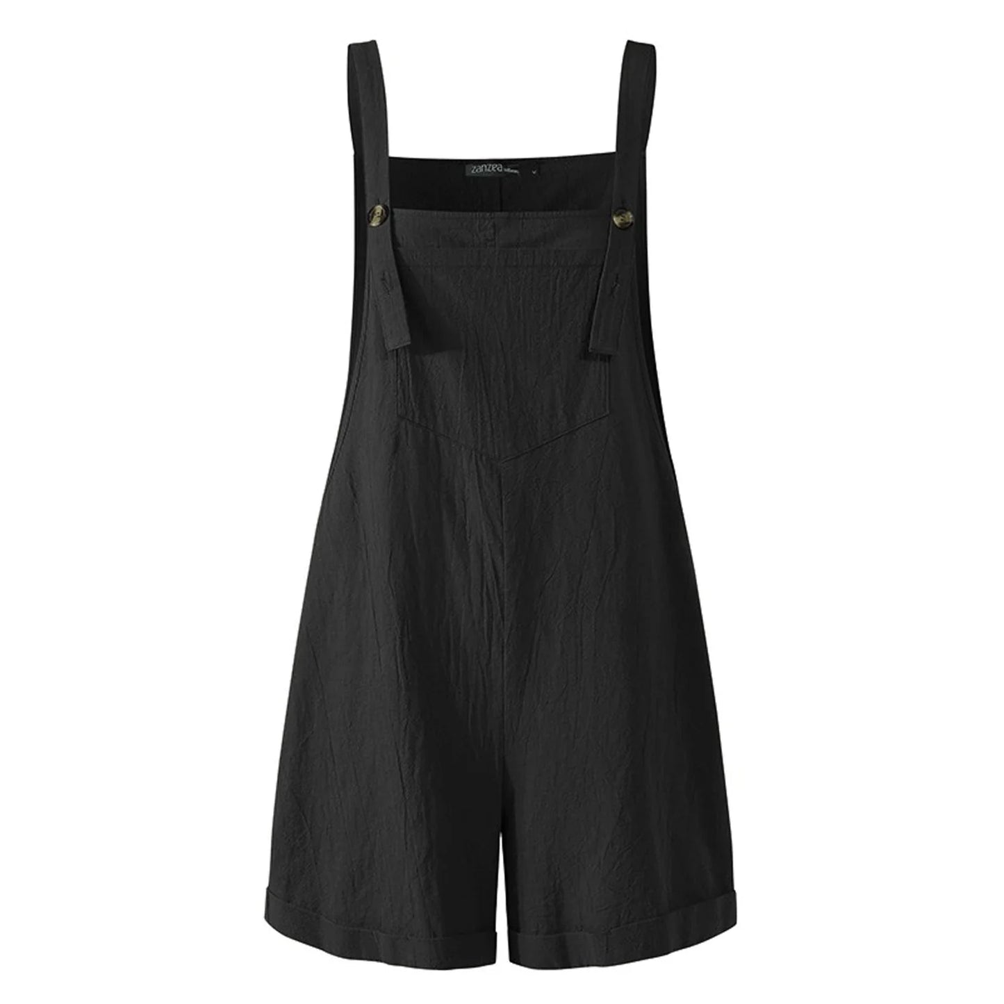 Overalls- Solid Lounge Summer Overalls Playsuit for Women- Black- IndioGear.com