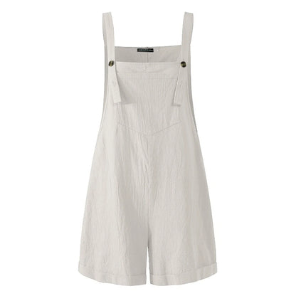 Overalls- Solid Lounge Summer Overalls Playsuit for Women- White- IndioGear.com