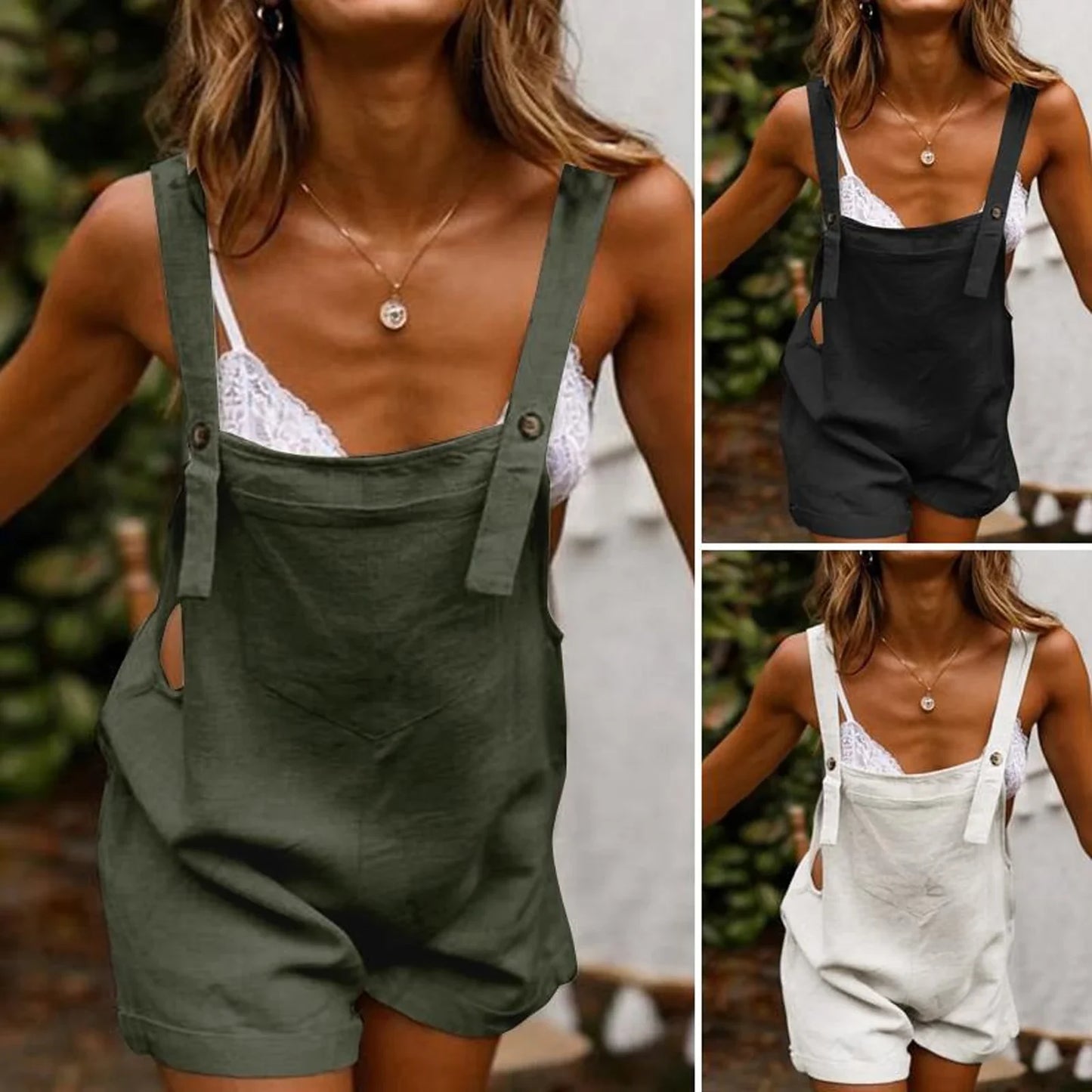 Overalls- Solid Lounge Summer Overalls Playsuit for Women- - IndioGear.com