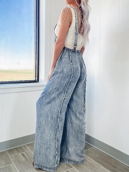 Overalls- Trendy Wide-Leg Denim Playsuit Overalls for Women- - IndioGear.com