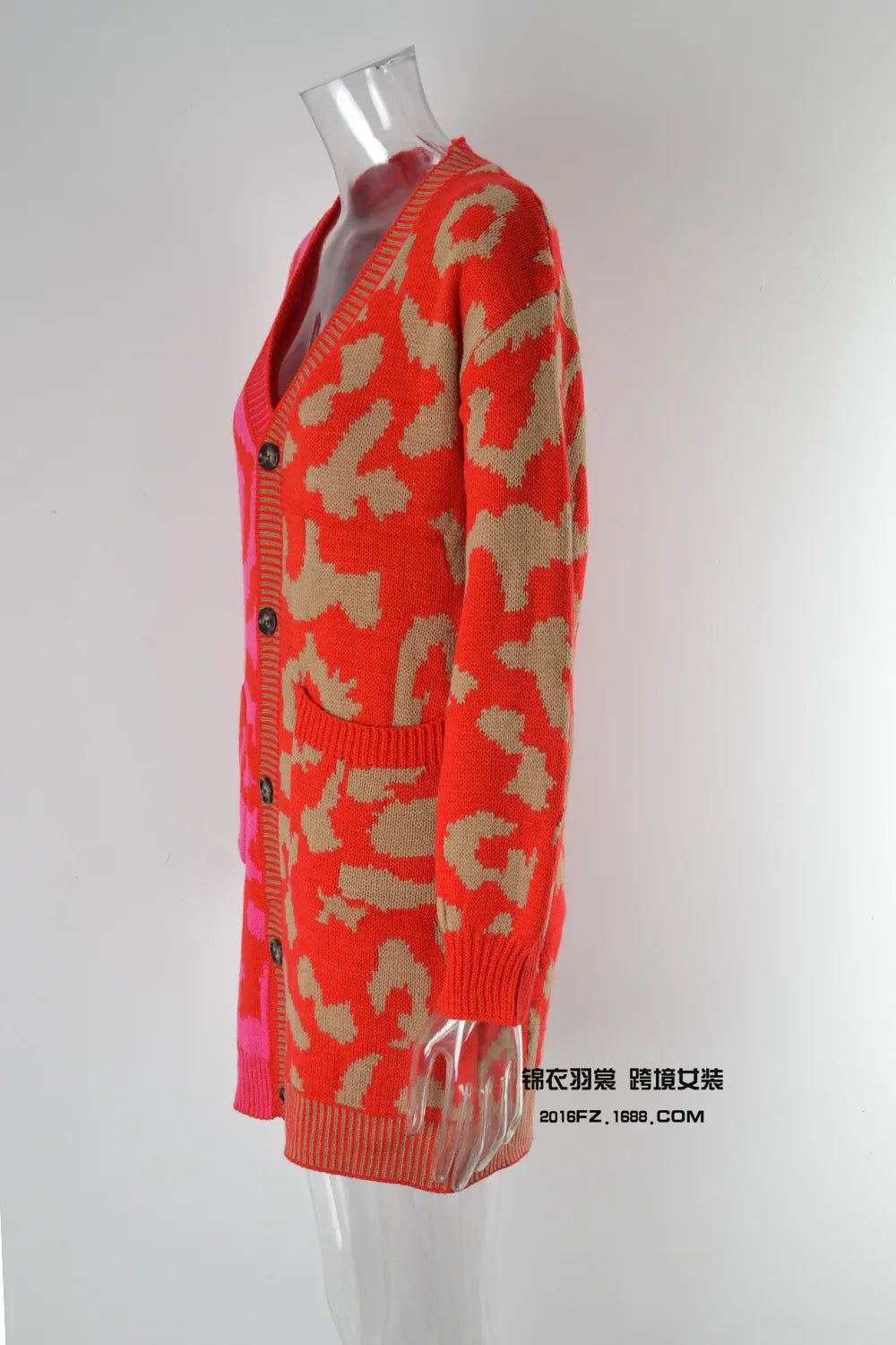 Oversized Cardigans - Chic Predator Print Cardigan