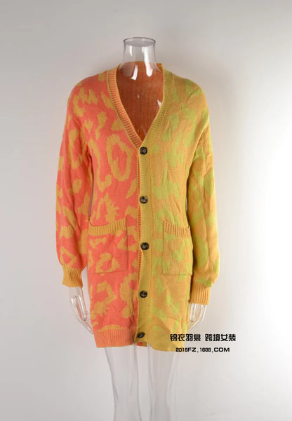 Oversized Cardigans - Chic Predator Print Cardigan