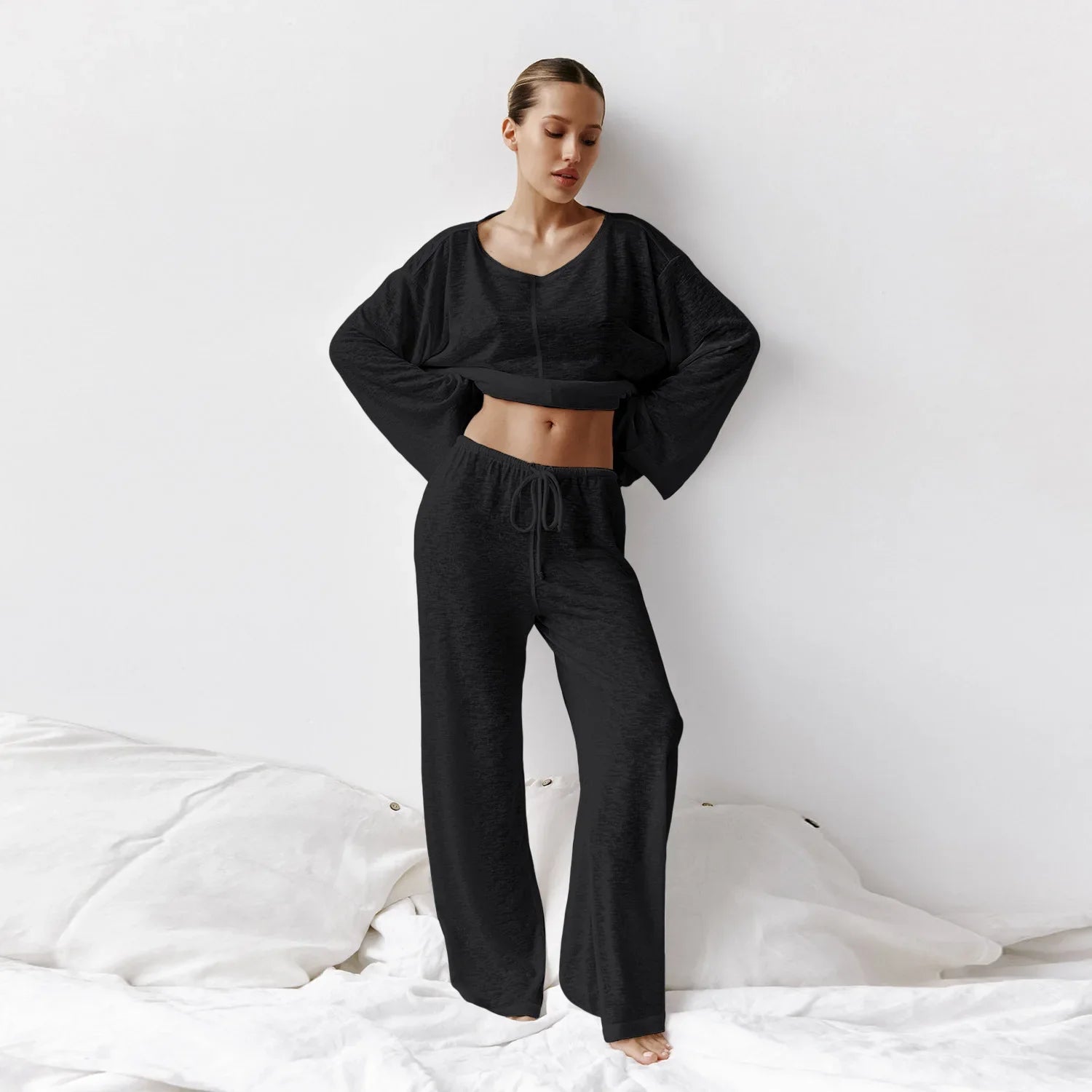 Pajamas- All-Season Pants Set Loungewear with Top for Women- - IndioGear.com