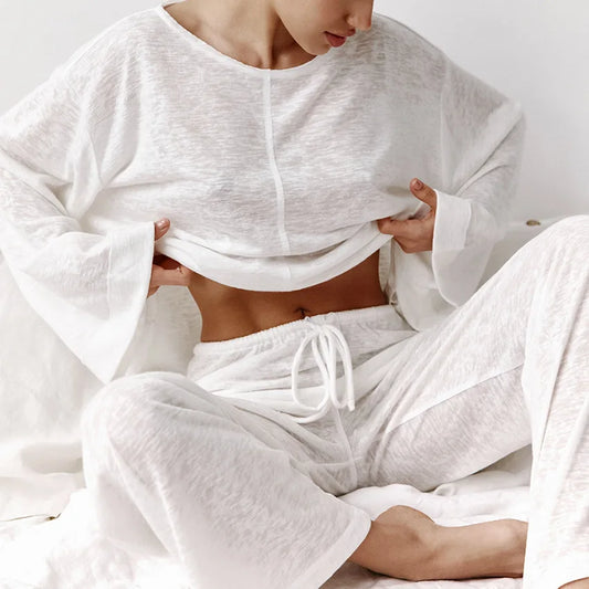 Pajamas- All-Season Pants Set Loungewear with Top for Women- - IndioGear.com