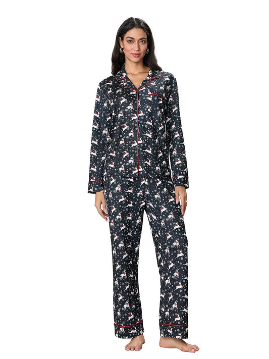 Pajamas- Christmas Pajama Reindeer Loungewear 2-Piece Shirts & Pants- - IndioGear.com