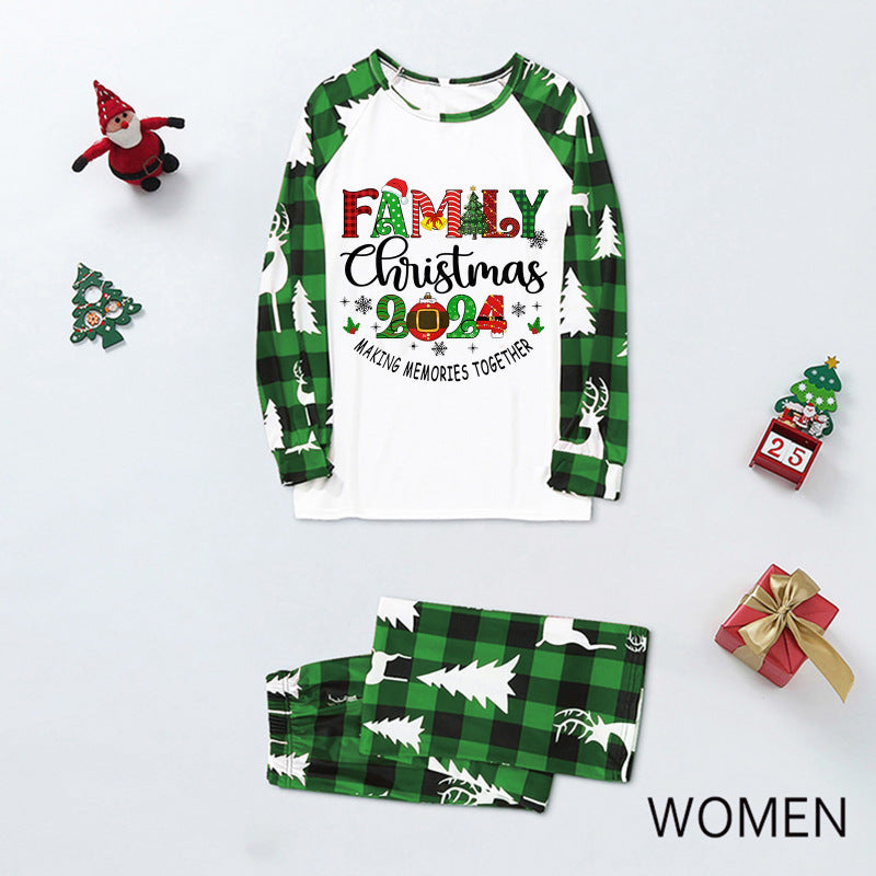 Pajamas Family Set- Christmas Moose Pajama Set Women's PJs 2024 Family- Green- IndioGear Women Clothing