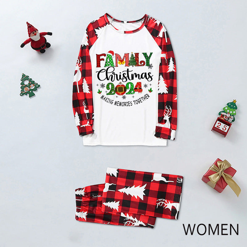 Pajamas Family Set- Christmas Moose Pajama Set Women's PJs 2024 Family- Red- IndioGear Women Clothing