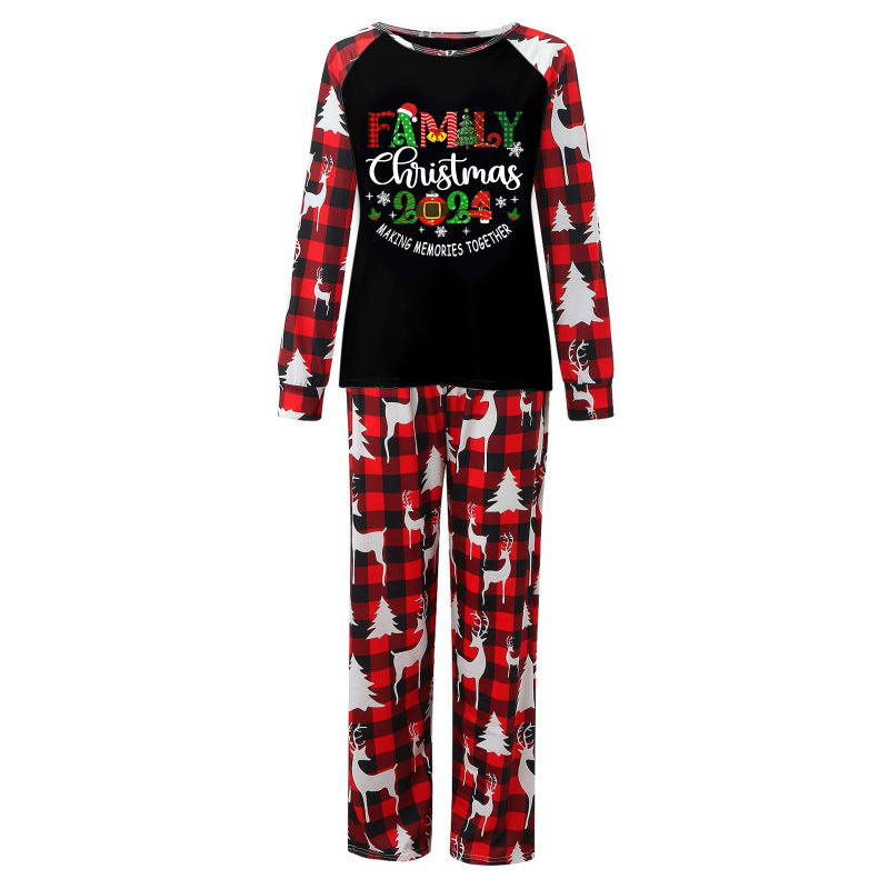 Pajamas Family Set- Christmas Moose Pajama Set Women's PJs 2024 Family- Black- IndioGear Women Clothing