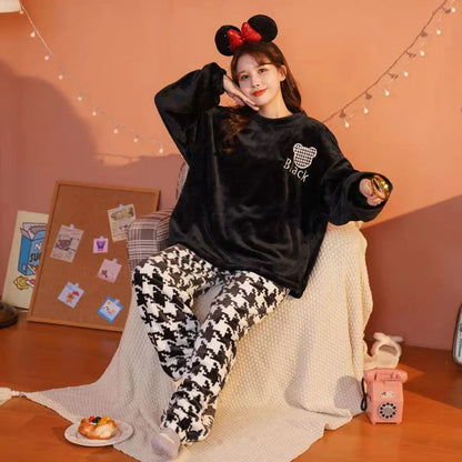 Pajamas - Fleece Loungewear 2 Piece Set Checkered Winter Pajamas