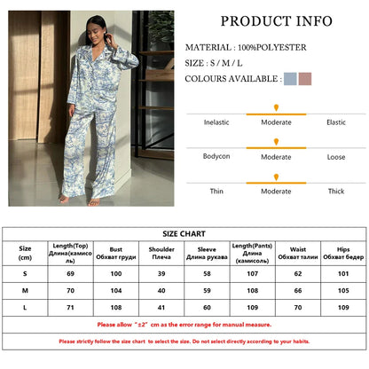 - Pajamas Loungewear Matching Set – Silky Flower Print Pajamas Suit- - IndioGear.com