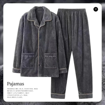 Pajamas- Men Velvet Winter Pajamas for Cozy Evenings Pants and Shirt- Pattern5- IndioGear Women Clothing