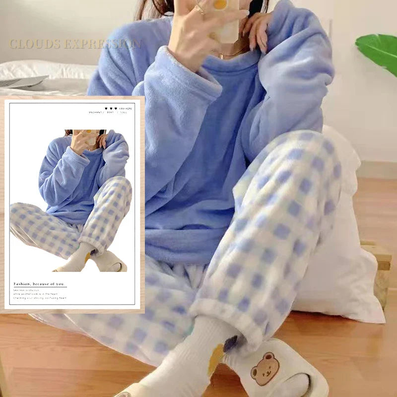 Pajamas - Plush Loungewear Winter Fleece Pajama Set - Warm & Stylish