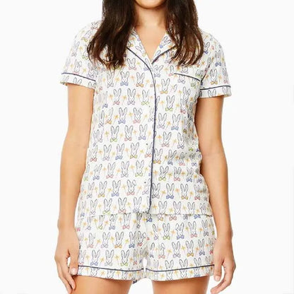 Pajamas Set- Bunny Print Pajamas – 2-Piece Shorts & Shirt Set- Pattern4- IndioGear.com