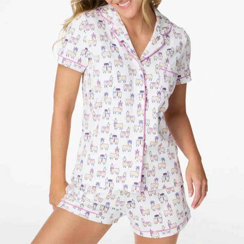 Pajamas Set- Bunny Print Pajamas – 2-Piece Shorts & Shirt Set- Pattern8- IndioGear.com