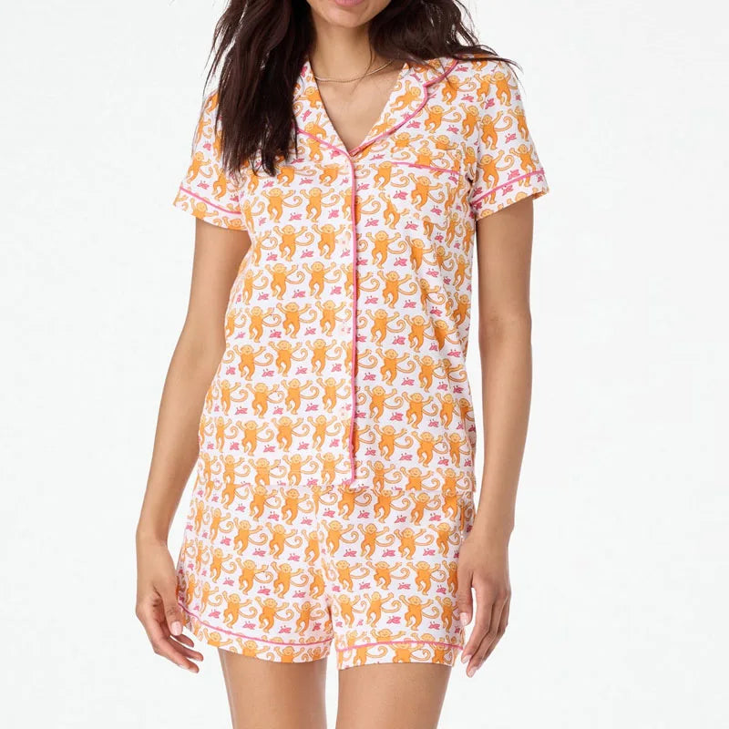 Pajamas Set- Bunny Print Pajamas – 2-Piece Shorts & Shirt Set- - IndioGear.com