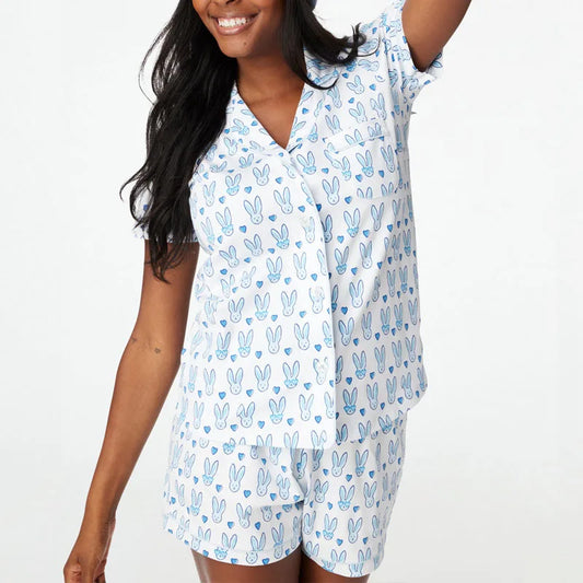 Pajamas Set- Bunny Print Pajamas – 2-Piece Shorts & Shirt Set- Pattern2- IndioGear.com