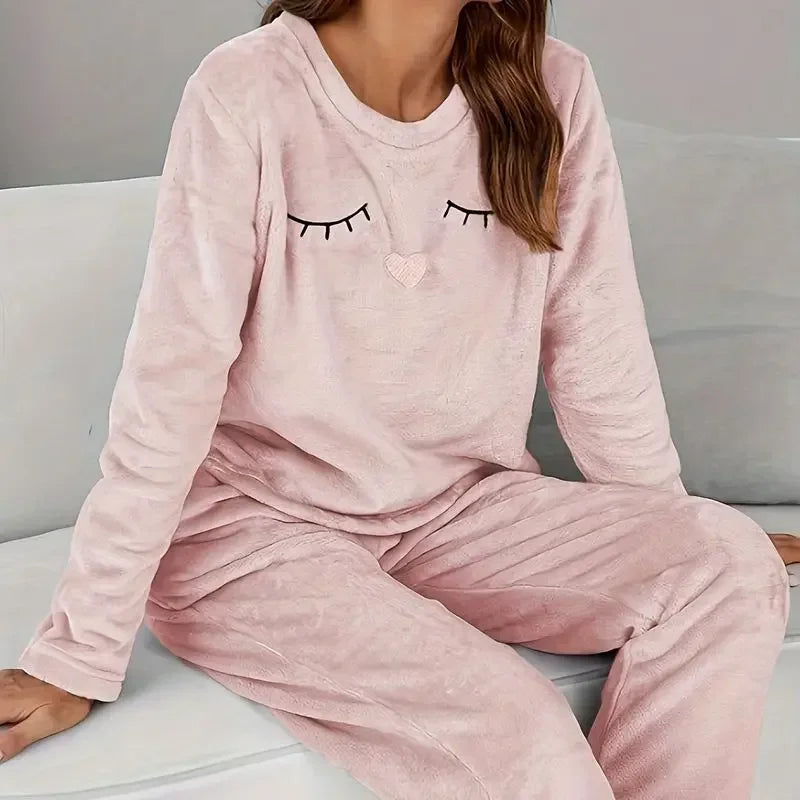 Pajamas - Velvet Fleece Pajamas Loungewear 2 Piece Set Thermal Nightwear