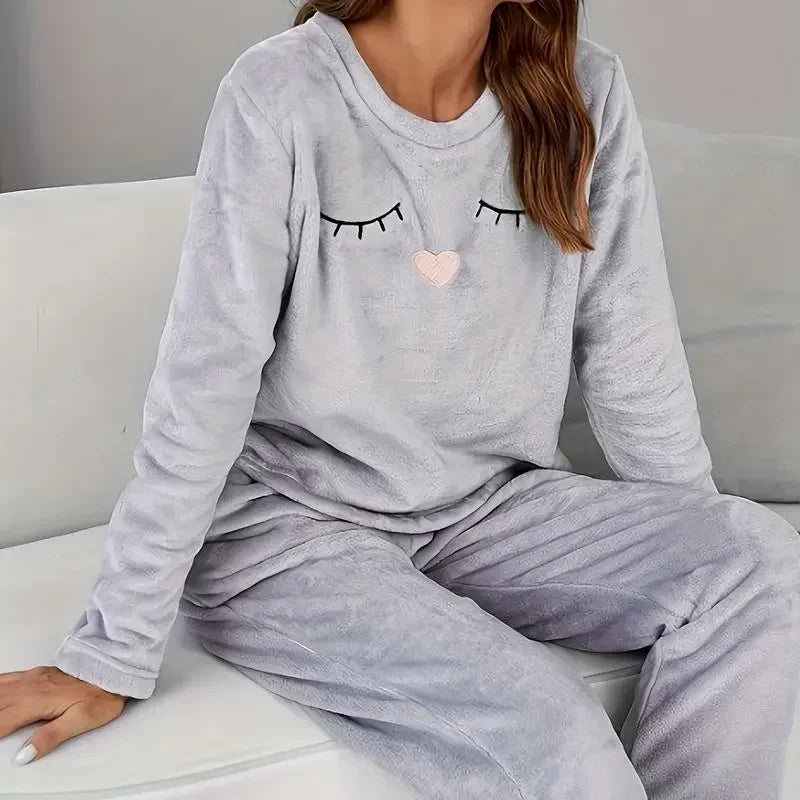 Pajamas - Velvet Fleece Pajamas Loungewear 2 Piece Set Thermal Nightwear