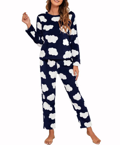 Pajamas - Velvet Fleece Pajamas Loungewear 2 Piece Set Thermal Nightwear