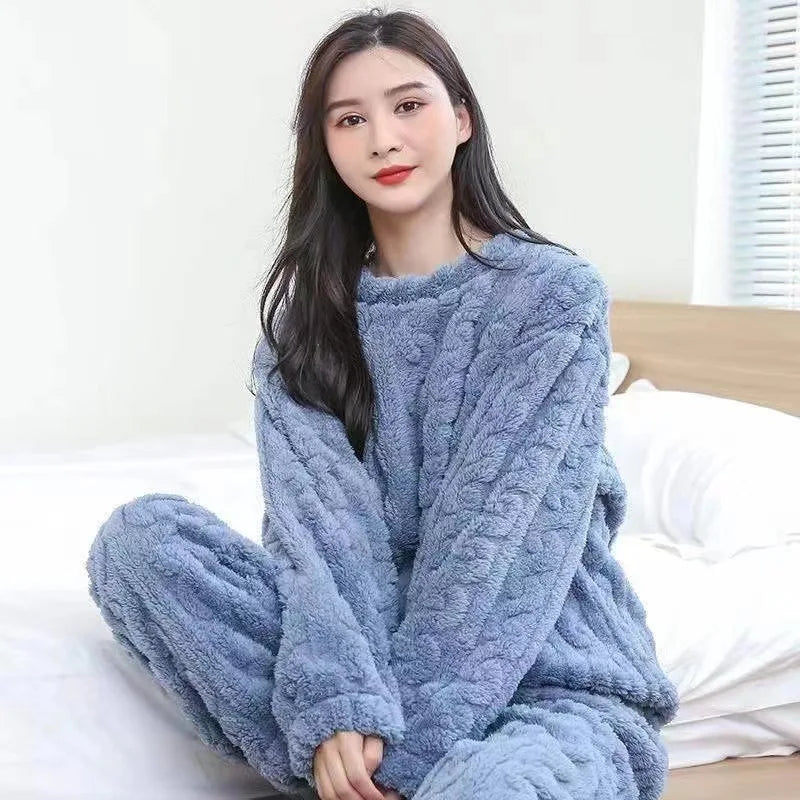 Pajamas - Winter Cashmere Feel Thermal Pajamas Set Women's Loungewear