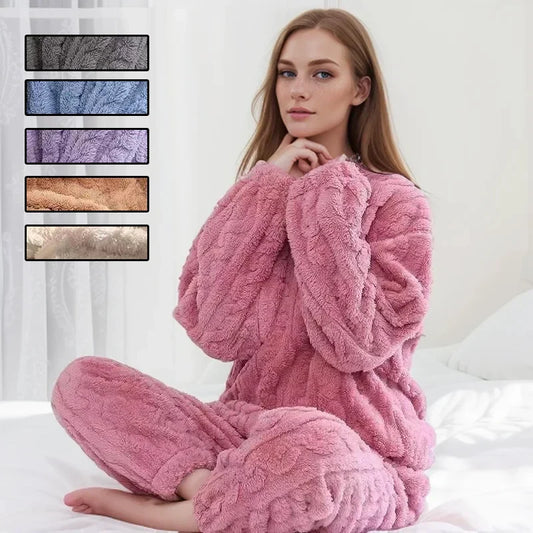 Pajamas - Winter Cashmere Feel Thermal Pajamas Set Women's Loungewear